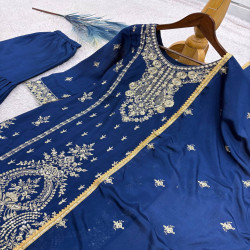 Ready to Wear Heavy Embroidered Chinnon Silk Sharara Suit with Dupatta